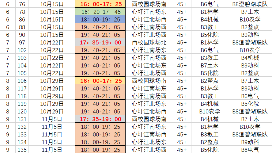 45+组赛程